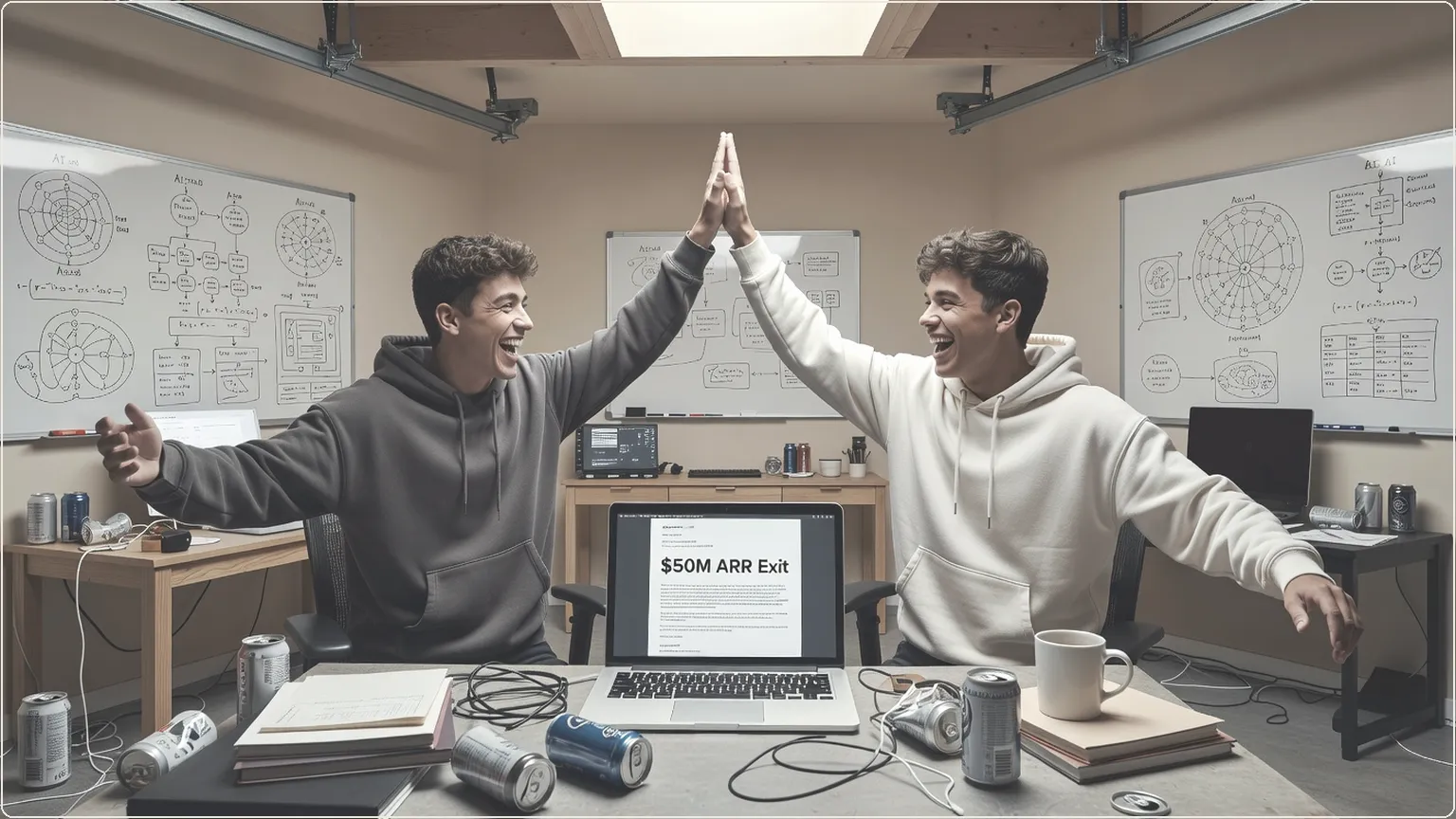 Teen founders celebrating multimillion-dollar AI startup exit