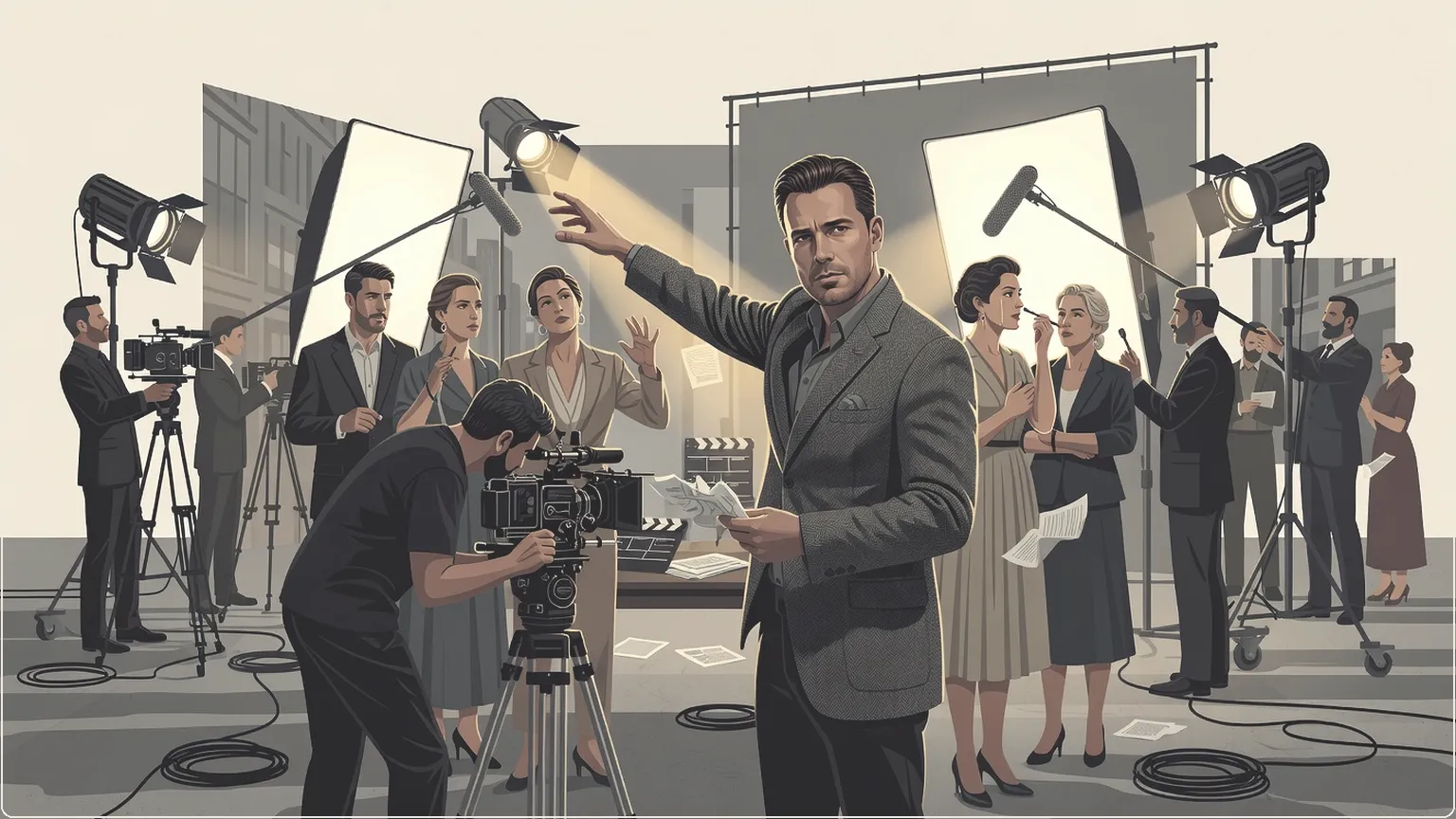 Ben Affleck directing human film crew on Netflix set amid AI filmmaking news